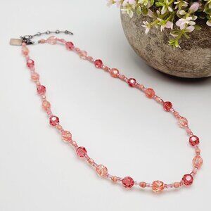 Mary Millsaps Pink Faceted Beaded 925 Silver Clasp Collar Choker Necklace